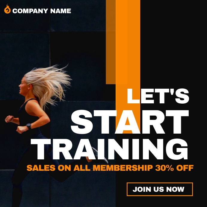 let's start training orange and black colors Template | PosterMyWall