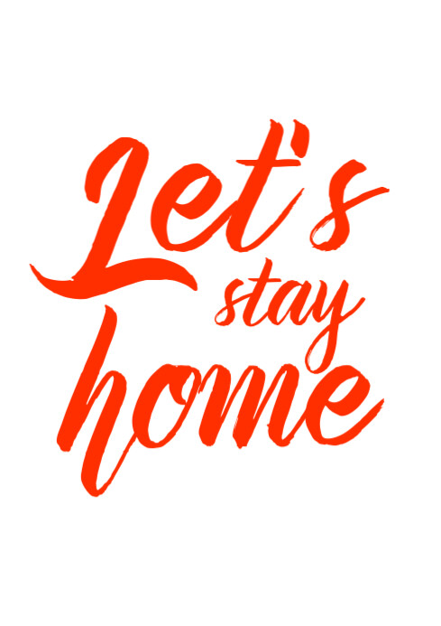 Let's stay home red wall art canva A3 template