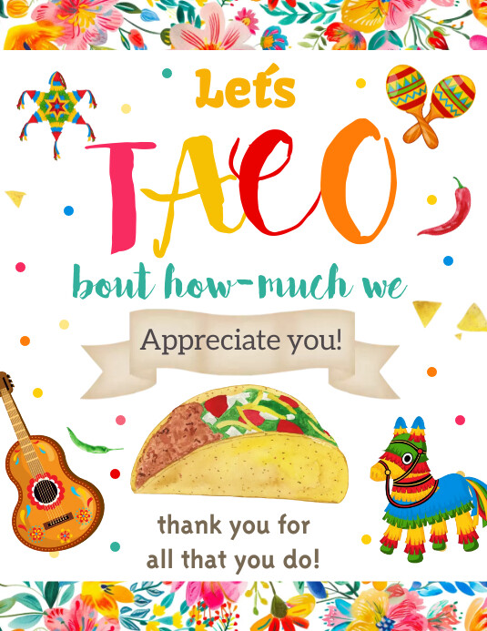 Let's taco about how awesome you are, 传单(美国信函) template