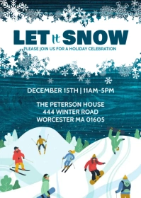 Let It Snow Holiday Celebration Invitation A6 template