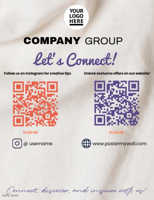 Qr Code Flyer Frame Lets Connect Qr Code Flyer (us Letter) Template | PosterMyWall