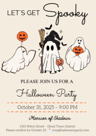 Bianco Halloween Party A6 Template