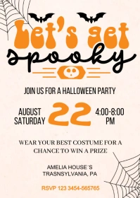 Lets Get Spooky Invitation, Halloween Party I A6 template