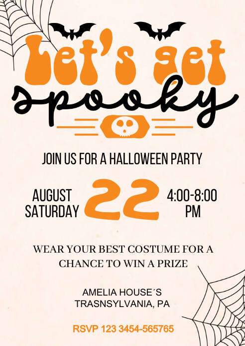 Lets Get Spooky Invitation, Halloween Party I A6 template