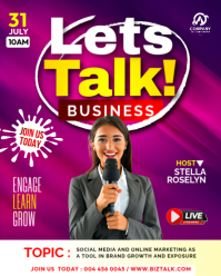 Lets talk Business meet online live stream conference seminar zoom meeting guest speaker invite Inst Instagram Portrait template