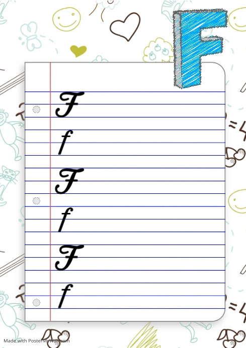 Copy of Letter F Worksheet for Kids Kindergarten Prin | PosterMyWall