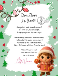 Bianco Elf Christmas Greeting Ulotka Template