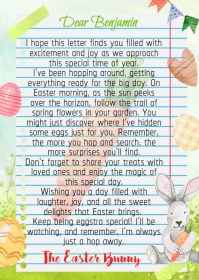 Letter from the Easter Bunny Printable, A6 template