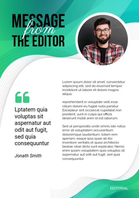 Letter from the editor page Template | PosterMyWall