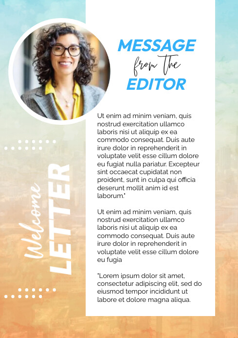 Letter from the editor page template | PosterMyWall