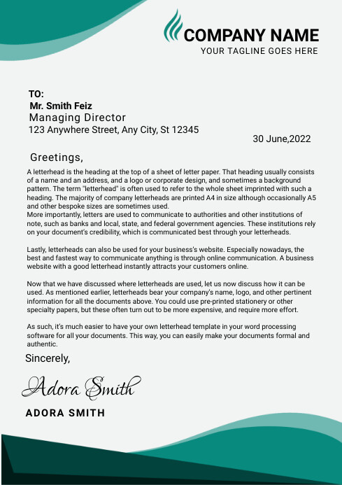 letter head, letter A4 template