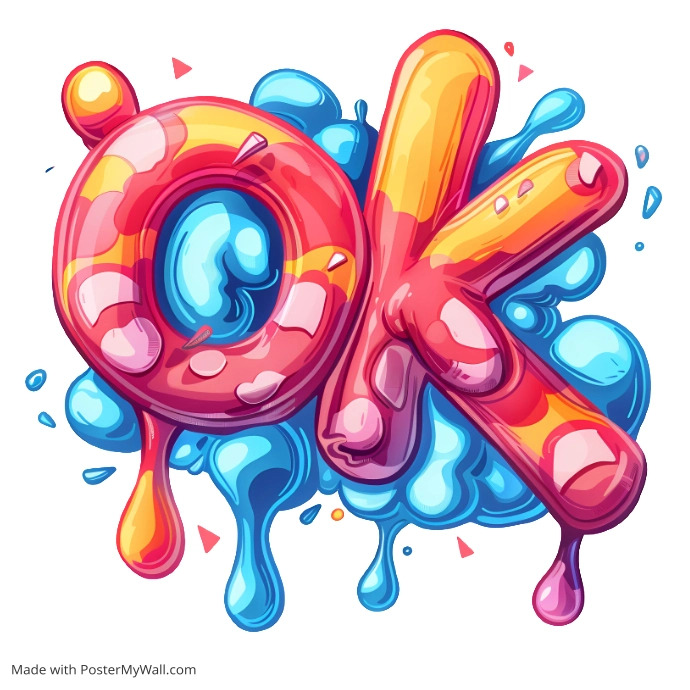 Ok Text Design Copy of Letter Ok - Colorful Ok Text With Blue Background Logo ...