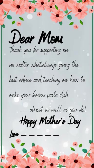 Letter To Mother on Mother's Day Post Instagram Story template