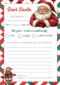 Letter to Santa, Santa claus letter online A6 template