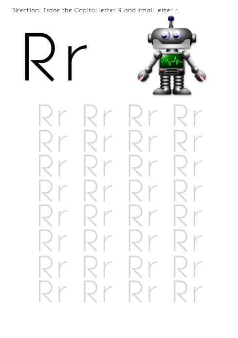 Letter Tracing Capital R small r Template | PosterMyWall
