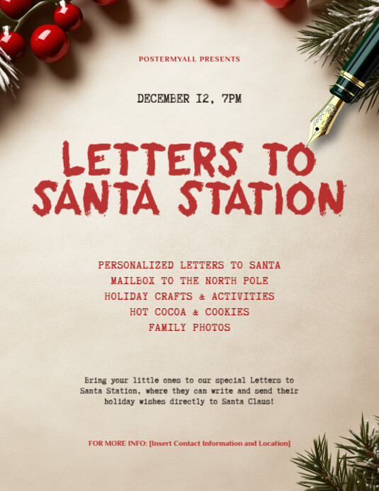 Letters To Santa Station Flyer (us Letter) Template PosterMyWall