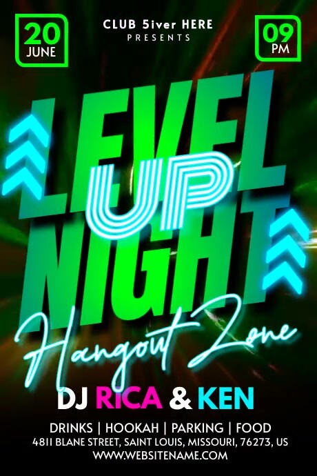 Level Up Night Cartaz template
