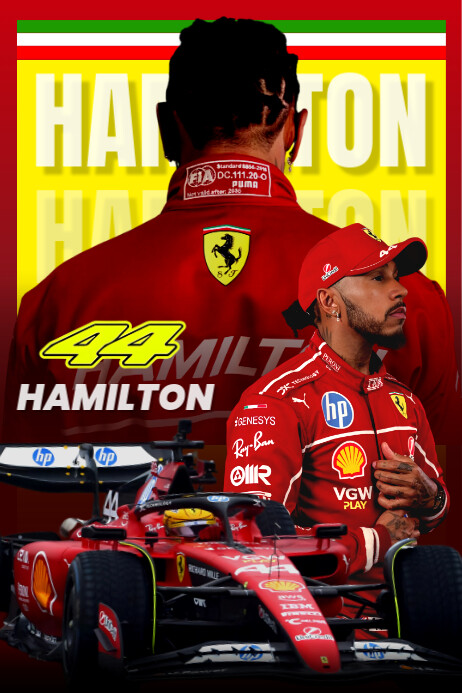 Lewis Hamilton Ferrrari Poster Design Templates