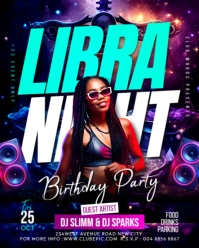 Libra birthday party zodiac sign horoscope celebration bash night club promotion poster template Instagram Portrait