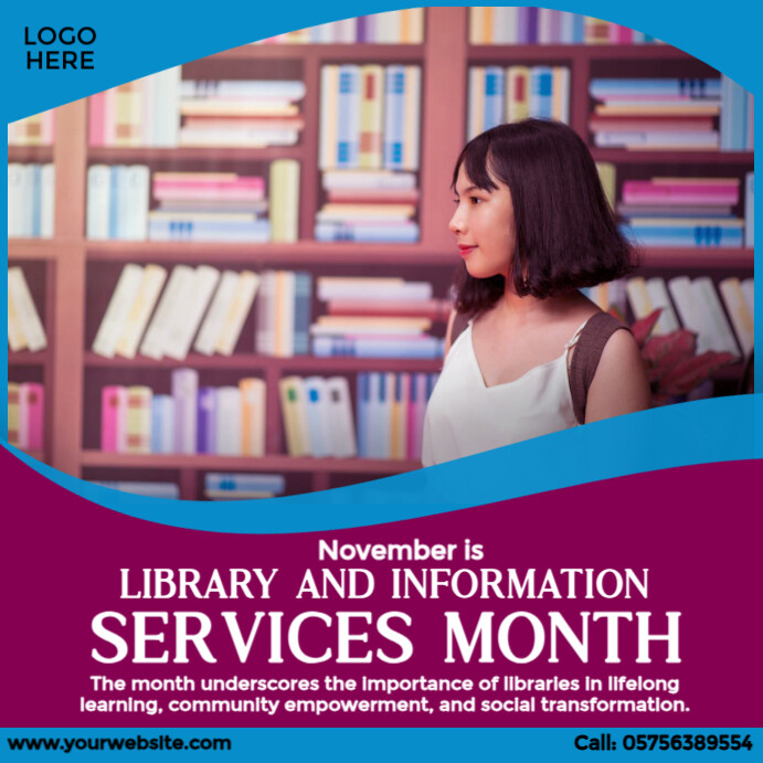 Library and Information Services Month Instagram Post template