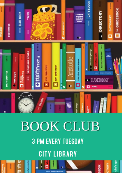 LIBRARY BOOK CLUB TEMPLATE | PosterMyWall