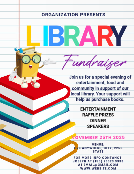 Library Fundraiser Flyer (us Letter) template