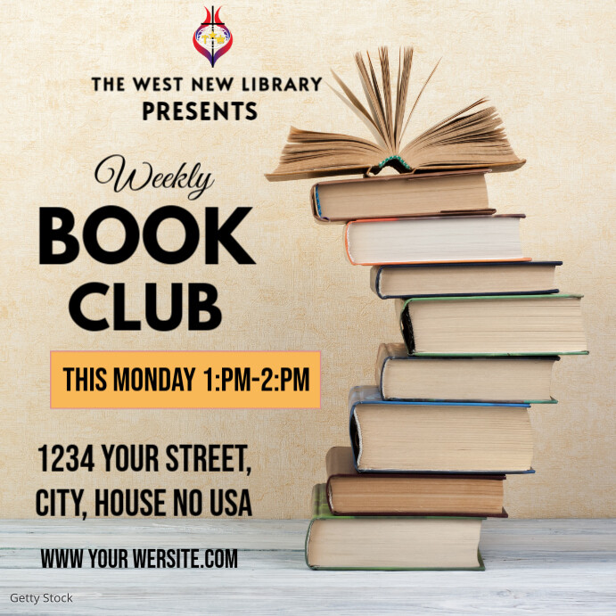 LIBRARY HOUSE book club design template Instagram Post