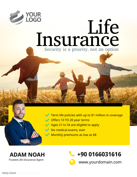 Life Insurance Flyer Poster Volante (Carta US) template