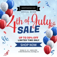Light blue 4th of July sale Instagram post template