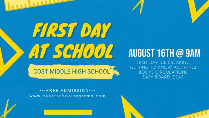 Light Blue First Day Of School Banner Template Postermywall