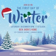 Light blue First Day of Winter invitation Instagram-opslag template