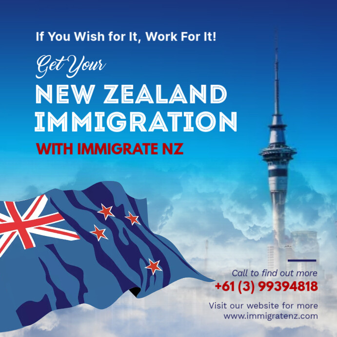 Light blue New Zealand Immigration Post Template | PosterMyWall