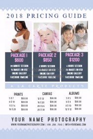 photography price list template