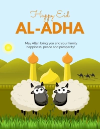 Light Blue Sheep Eid Ul Azha Wish Flyer Folheto (US Letter) template