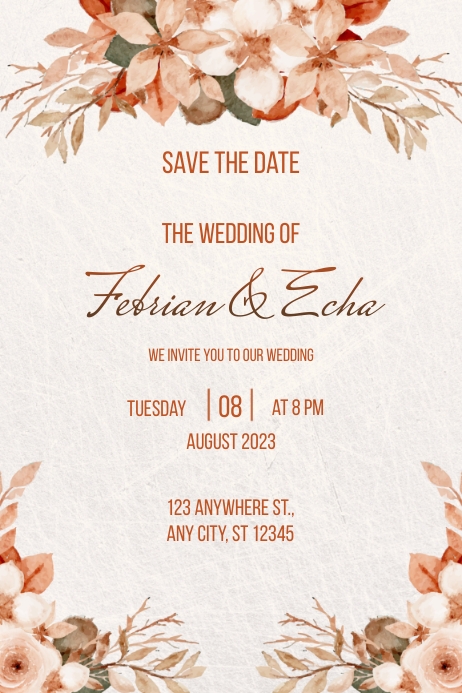 Ivitatio Light Brown and Pink Modern Wedding Invitatio Template | PosterMyWall