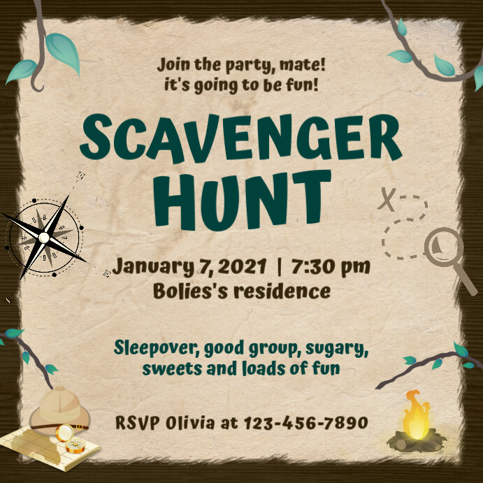 Light brown scavenger hunt design Template PosterMyWall