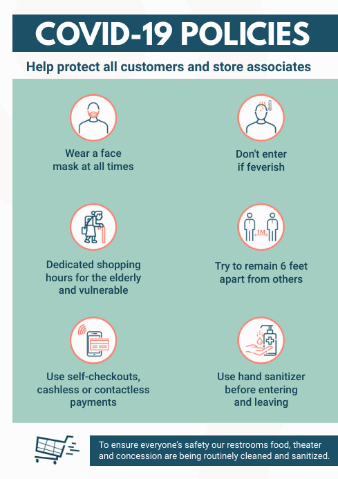 Tanda Peringatan Toko Hijau Menyala Covid 19 Templat Postermywall