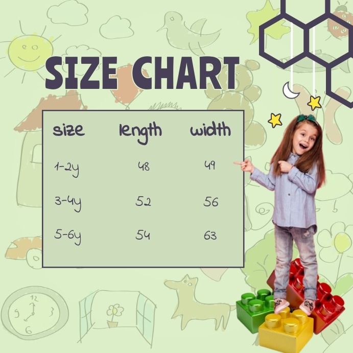 Copy of Light Green Kids Size Chart | PosterMyWall