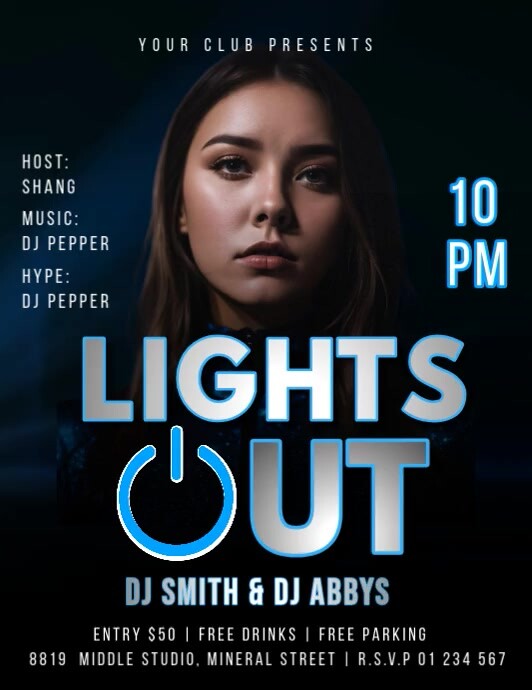 Light Out Party Flyer (US Letter) template