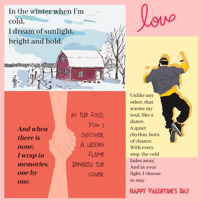 Light pastel Valentine's Day Greeting card Instagram Post template