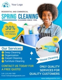 Blue Spring Cleaning Video Volantino (US Letter) template