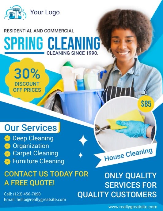 Blue Spring Cleaning Video Template | PosterMyWall
