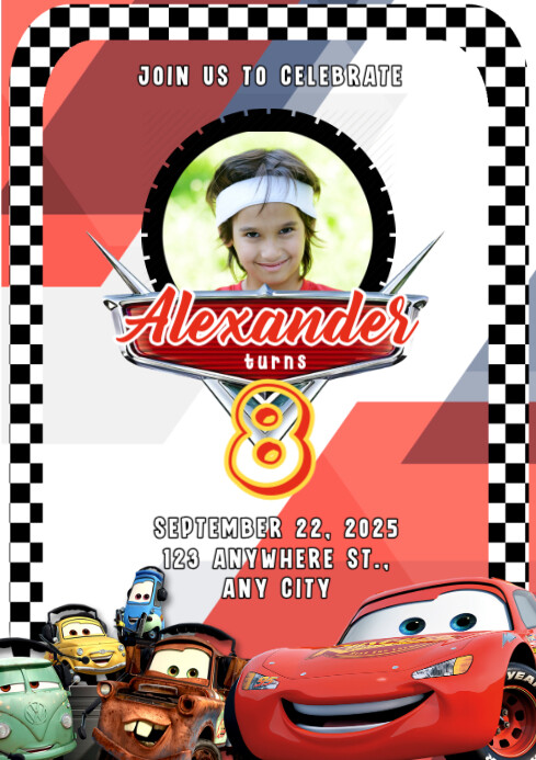 LIGHTNING MCQUEEN BIRTHDAY INVITATION A4 template