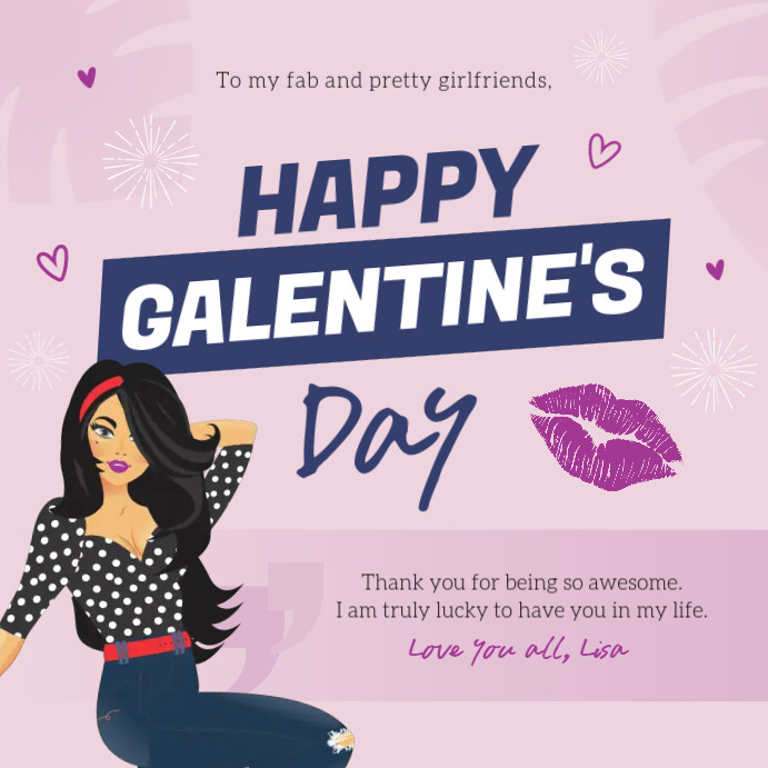Lilac Galentine's Day Card Instagram Image template