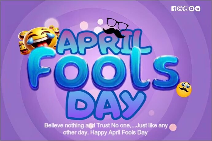 Lilac Illustrative April Fools Day  Poster 海报 template
