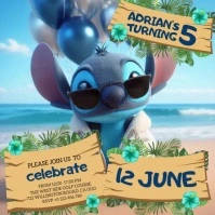 Lilo & Stitch Birthday party invitation design template Carré (1:1)