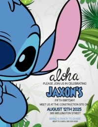 Lilo & Stitch Birthday party invitation design template Volante (Carta US)
