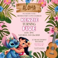 Lilo & Stitch Birthday party invitation design template Square (1:1)