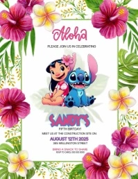 Lilo & Stitch Birthday party invitation design template Flyer (US Letter)