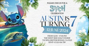 Lilo & Stitch Birthday party invitation design template Ibinahaging Larawan sa Facebook
